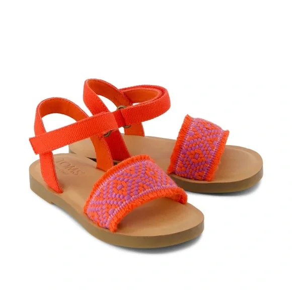 Toms Kids Vibrant Orange and Pink Sandals - Picture 2 of 5